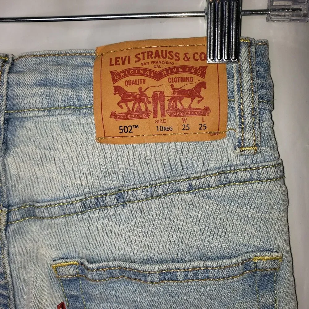 Levis 502 Jeans Girls 10 Regular 25x25 Light Blue Denim Regular Taper Stretch